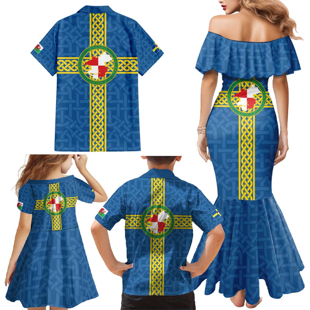 Pembrokeshire Wales Family Matching Mermaid Dress and Hawaiian Shirt Flag And Map Celtic Style - Wonder Print Shop
