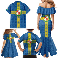 Pembrokeshire Wales Family Matching Mermaid Dress and Hawaiian Shirt Flag And Map Celtic Style - Wonder Print Shop