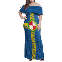Pembrokeshire Wales Family Matching Off Shoulder Maxi Dress and Hawaiian Shirt Flag And Map Celtic Style - Wonder Print Shop