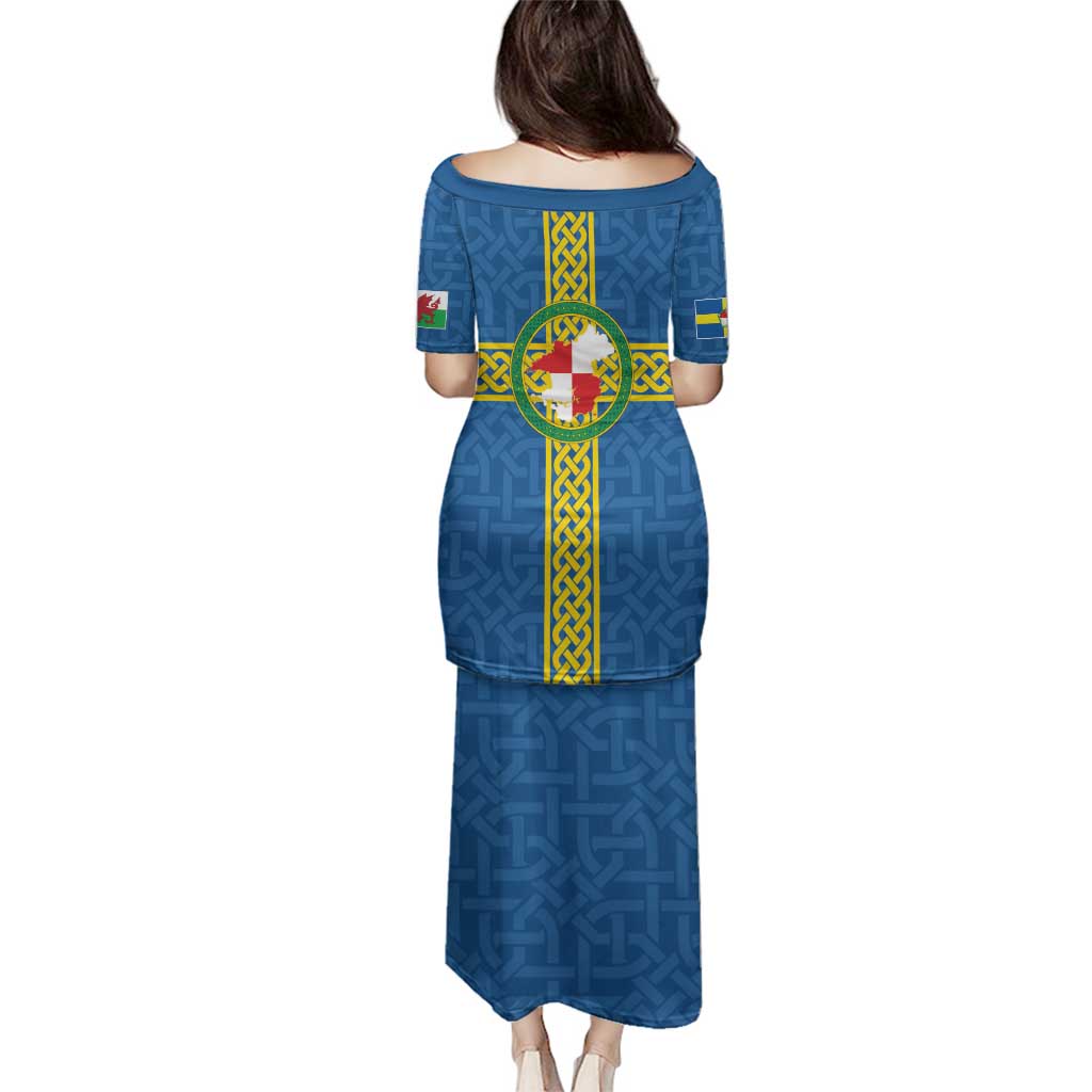 Pembrokeshire Wales Family Matching Puletasi and Hawaiian Shirt Flag And Map Celtic Style - Wonder Print Shop