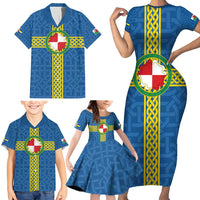 Pembrokeshire Wales Family Matching Short Sleeve Bodycon Dress and Hawaiian Shirt Flag And Map Celtic Style - Wonder Print Shop