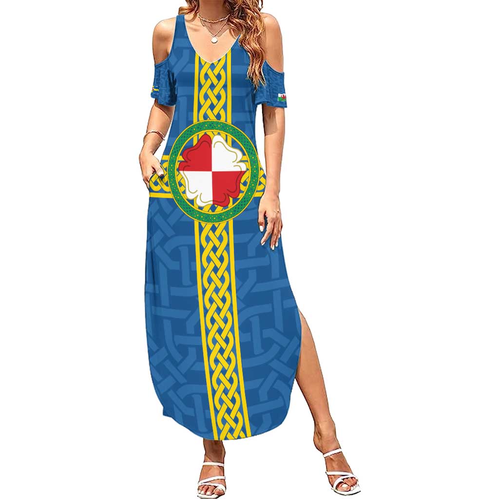 Pembrokeshire Wales Family Matching Summer Maxi Dress and Hawaiian Shirt Flag And Map Celtic Style - Wonder Print Shop