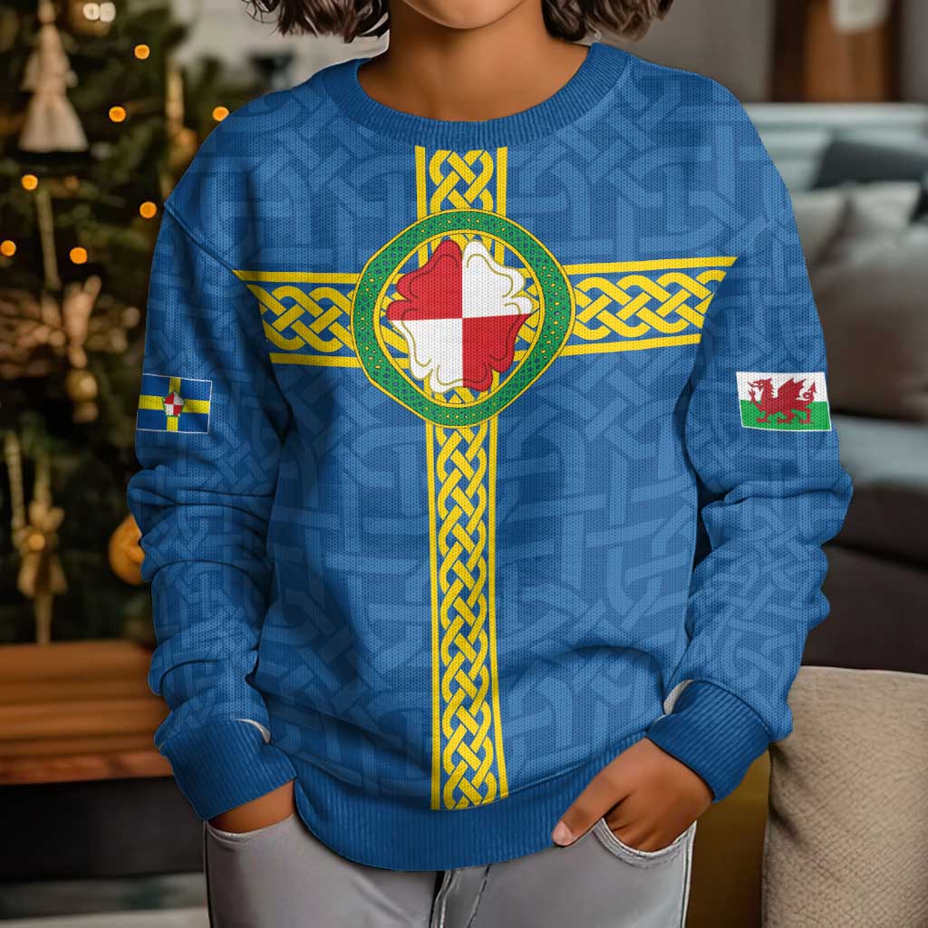Pembrokeshire Wales Kid Ugly Christmas Sweater Flag And Map Celtic Style - Wonder Print Shop