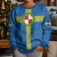 Pembrokeshire Wales Kid Ugly Christmas Sweater Flag And Map Celtic Style - Wonder Print Shop