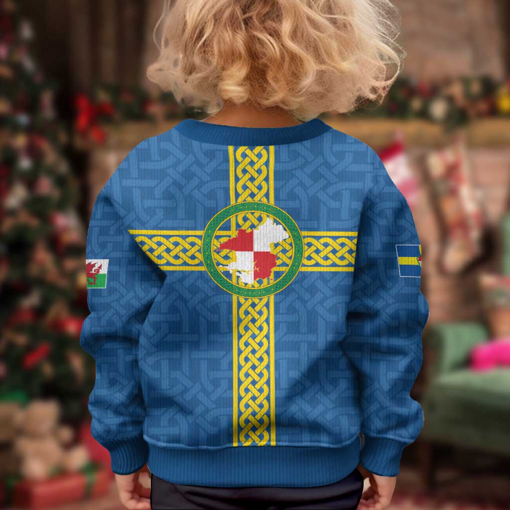 Pembrokeshire Wales Kid Ugly Christmas Sweater Flag And Map Celtic Style - Wonder Print Shop