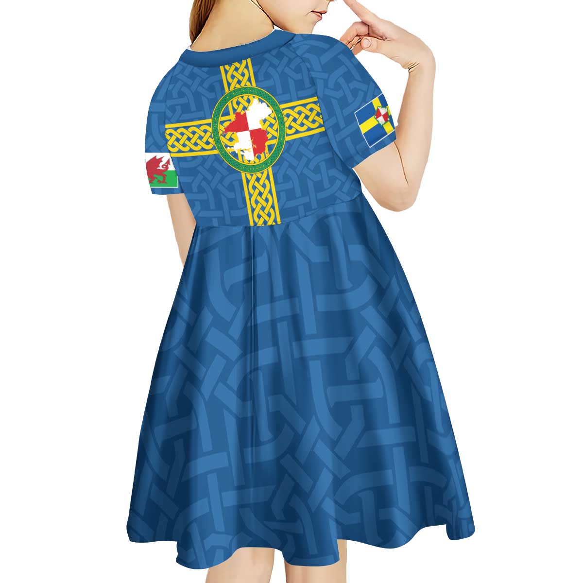 Pembrokeshire Wales Kid Short Sleeve Dress Flag And Map Celtic Style - Wonder Print Shop
