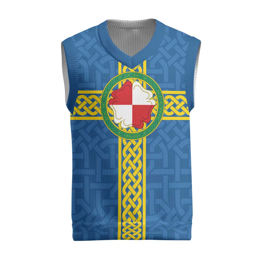 Pembrokeshire Wales Christmas Knitted V-Neck Vest Flag And Map Celtic Style - Wonder Print Shop