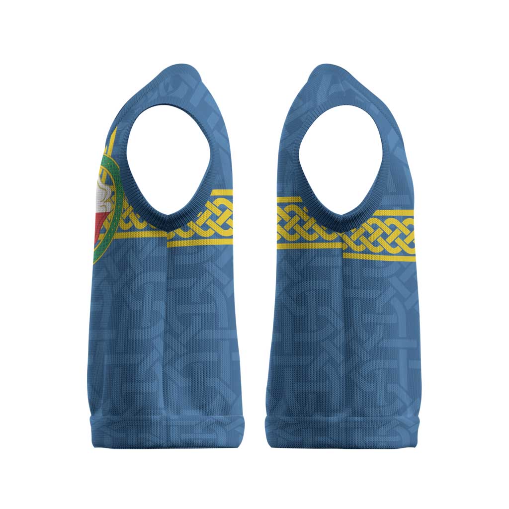 Pembrokeshire Wales Christmas Knitted V-Neck Vest Flag And Map Celtic Style - Wonder Print Shop