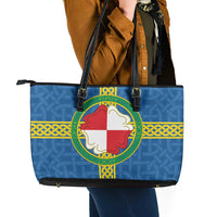 Pembrokeshire Wales Leather Tote Bag Flag And Map Celtic Style - Wonder Print Shop