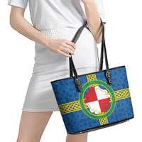 Pembrokeshire Wales Leather Tote Bag Flag And Map Celtic Style - Wonder Print Shop