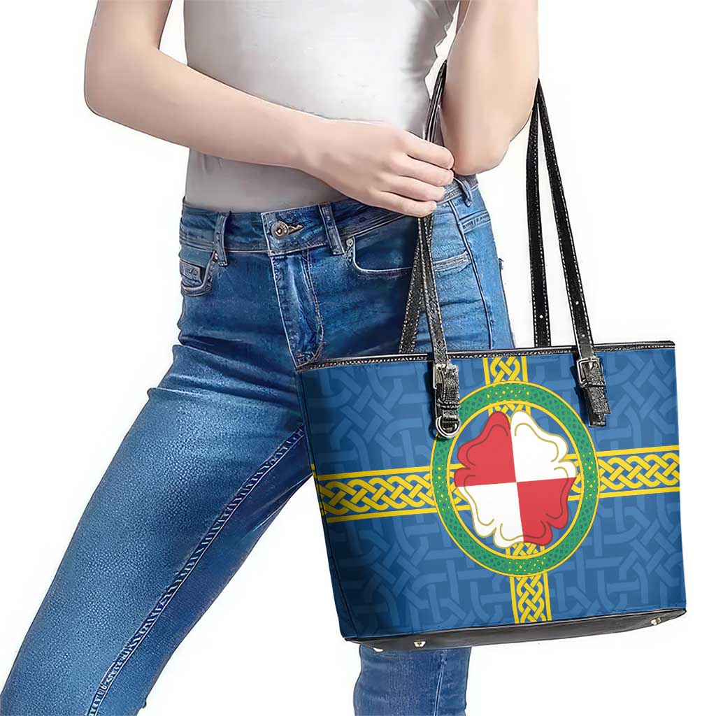 Pembrokeshire Wales Leather Tote Bag Flag And Map Celtic Style - Wonder Print Shop