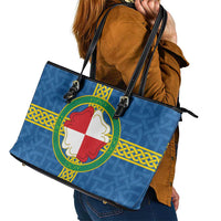 Pembrokeshire Wales Leather Tote Bag Flag And Map Celtic Style - Wonder Print Shop
