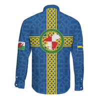Pembrokeshire Wales Long Sleeve Button Shirt Flag And Map Celtic Style - Wonder Print Shop
