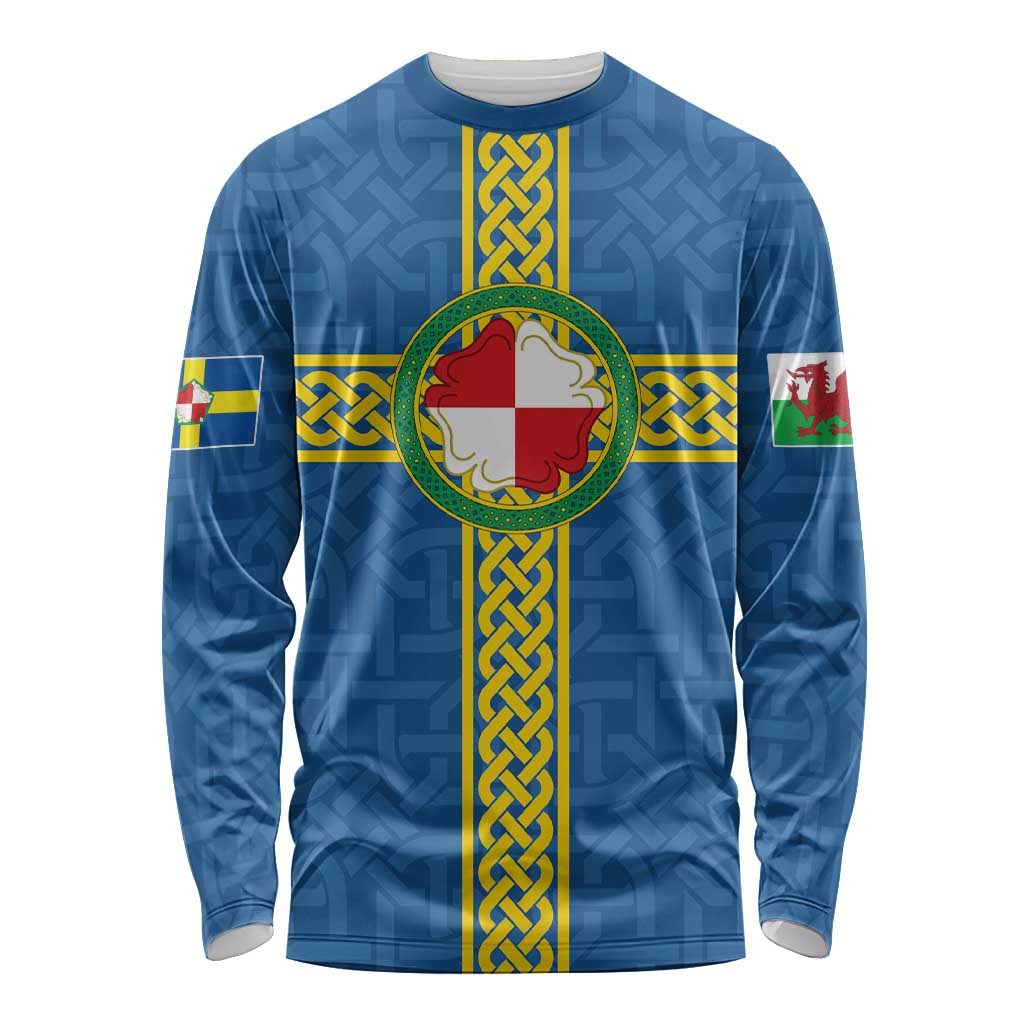 Pembrokeshire Wales Long Sleeve Shirt Flag And Map Celtic Style - Wonder Print Shop