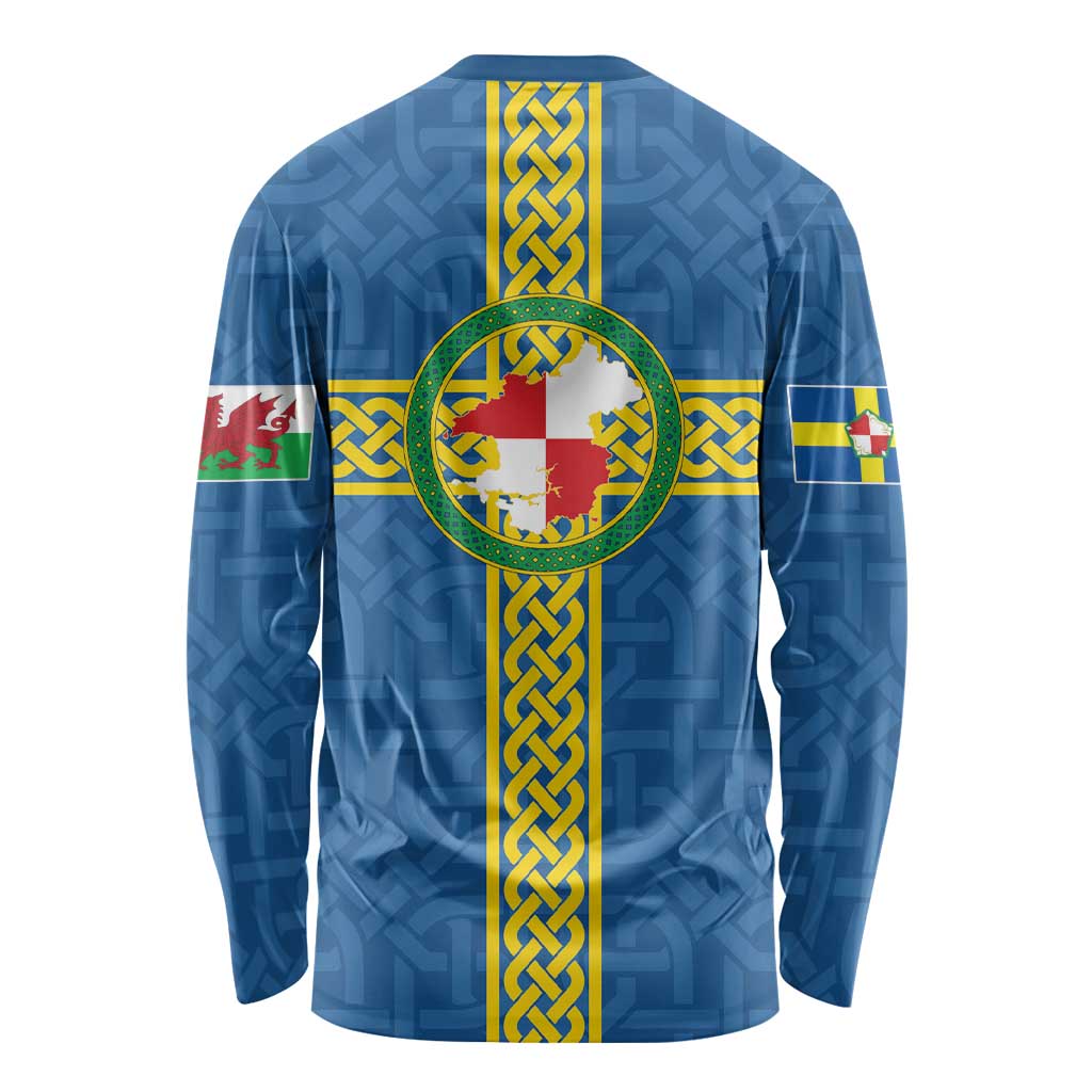 Pembrokeshire Wales Long Sleeve Shirt Flag And Map Celtic Style - Wonder Print Shop