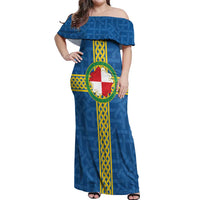 Pembrokeshire Wales Off Shoulder Maxi Dress Flag And Map Celtic Style - Wonder Print Shop