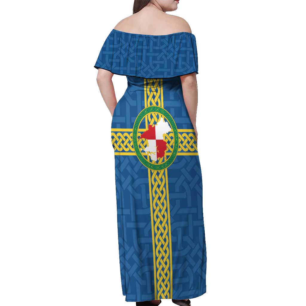 Pembrokeshire Wales Off Shoulder Maxi Dress Flag And Map Celtic Style - Wonder Print Shop