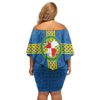 Pembrokeshire Wales Off Shoulder Short Dress Flag And Map Celtic Style - Wonder Print Shop