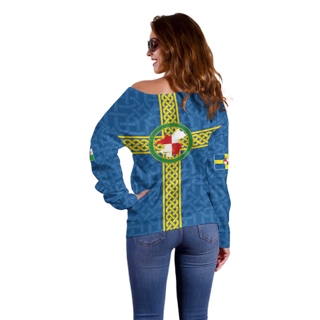Pembrokeshire Wales Off Shoulder Sweater Flag And Map Celtic Style - Wonder Print Shop