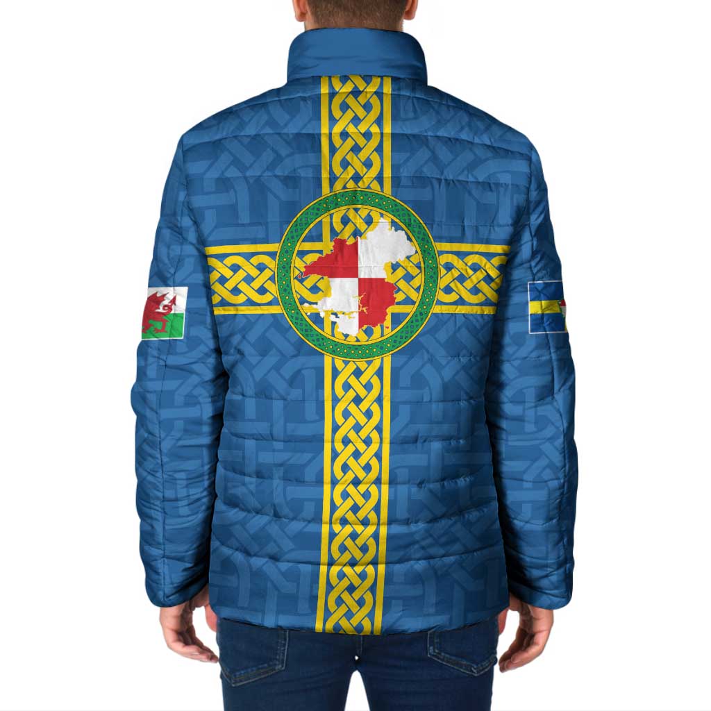 Pembrokeshire Wales Padded Jacket Flag And Map Celtic Style - Wonder Print Shop
