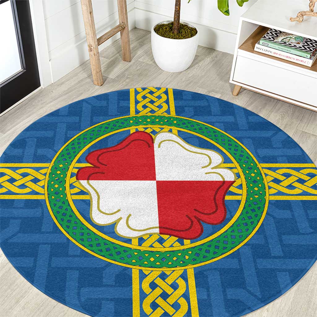 Pembrokeshire Wales Round Carpet Flag And Map Celtic Style - Wonder Print Shop