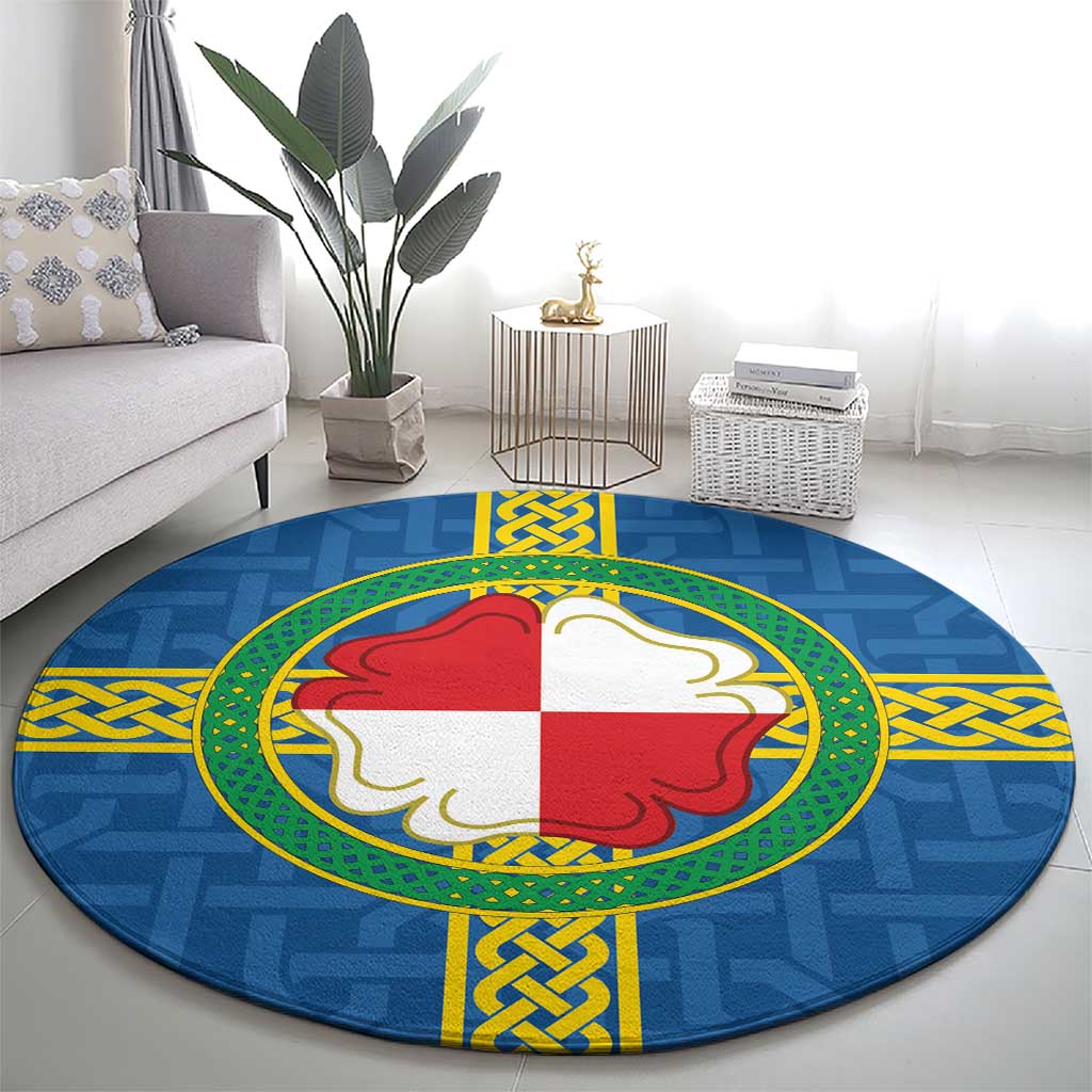 Pembrokeshire Wales Round Carpet Flag And Map Celtic Style - Wonder Print Shop