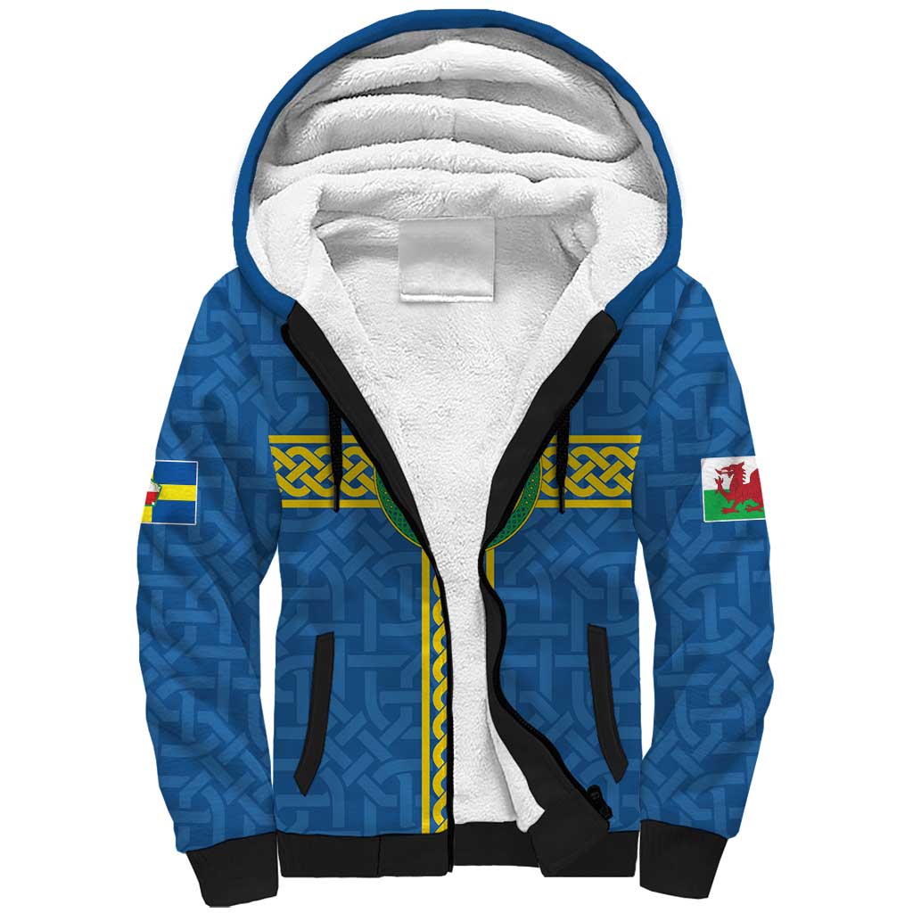 Pembrokeshire Wales Sherpa Hoodie Flag And Map Celtic Style - Wonder Print Shop