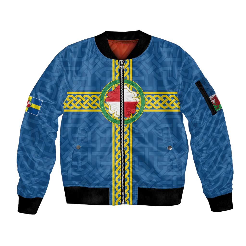 Pembrokeshire Wales Sleeve Zip Bomber Jacket Flag And Map Celtic Style - Wonder Print Shop