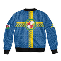 Pembrokeshire Wales Sleeve Zip Bomber Jacket Flag And Map Celtic Style - Wonder Print Shop