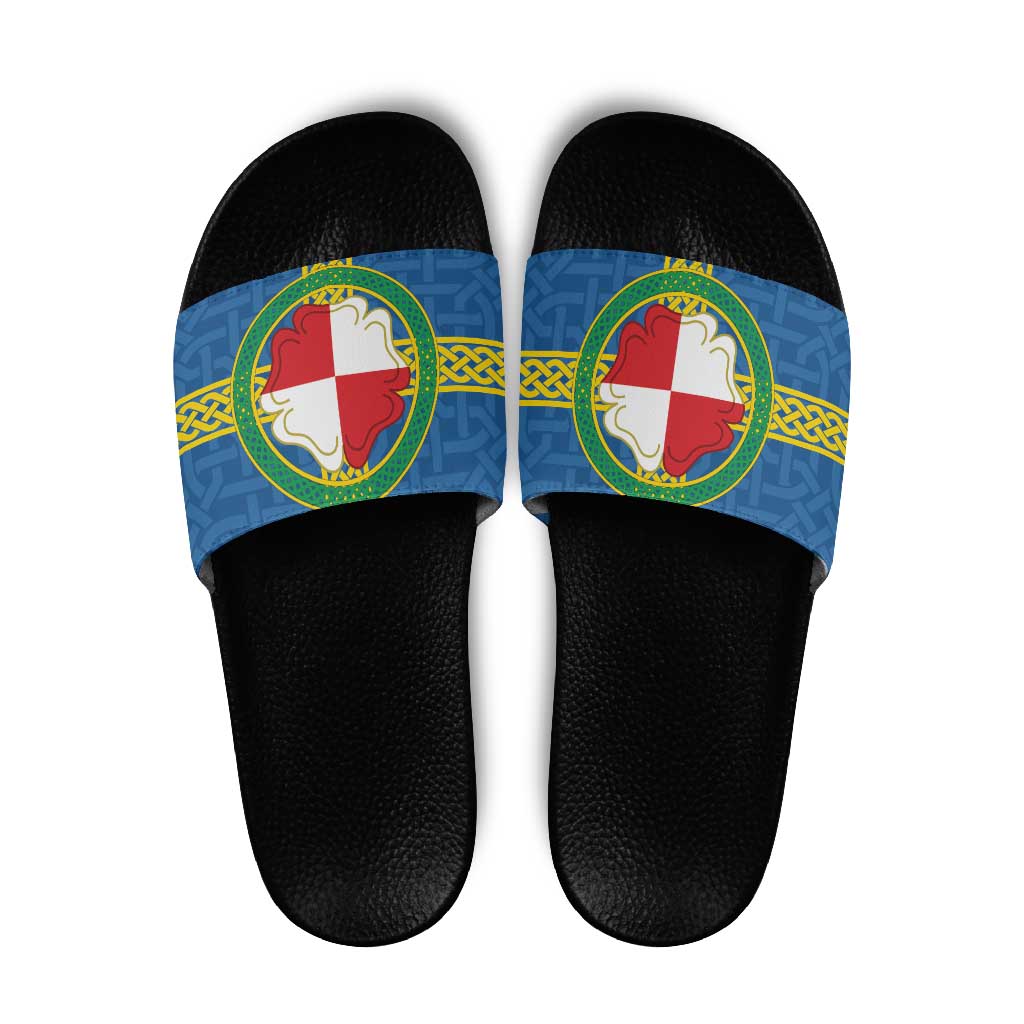 Pembrokeshire Wales Slide Sandals Flag And Map Celtic Style - Wonder Print Shop