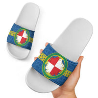 Pembrokeshire Wales Slide Sandals Flag And Map Celtic Style - Wonder Print Shop