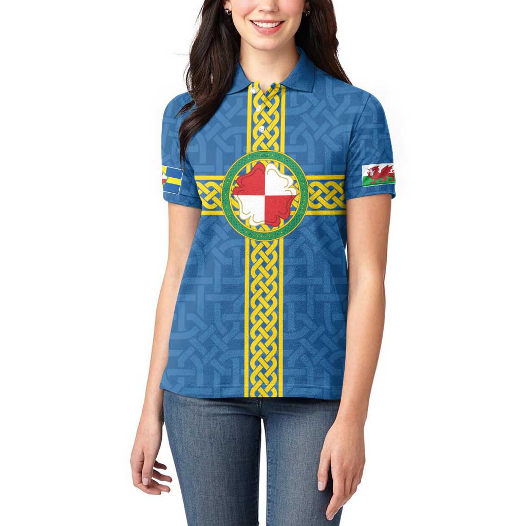 Pembrokeshire Wales Women Polo Shirt Flag And Map Celtic Style - Wonder Print Shop