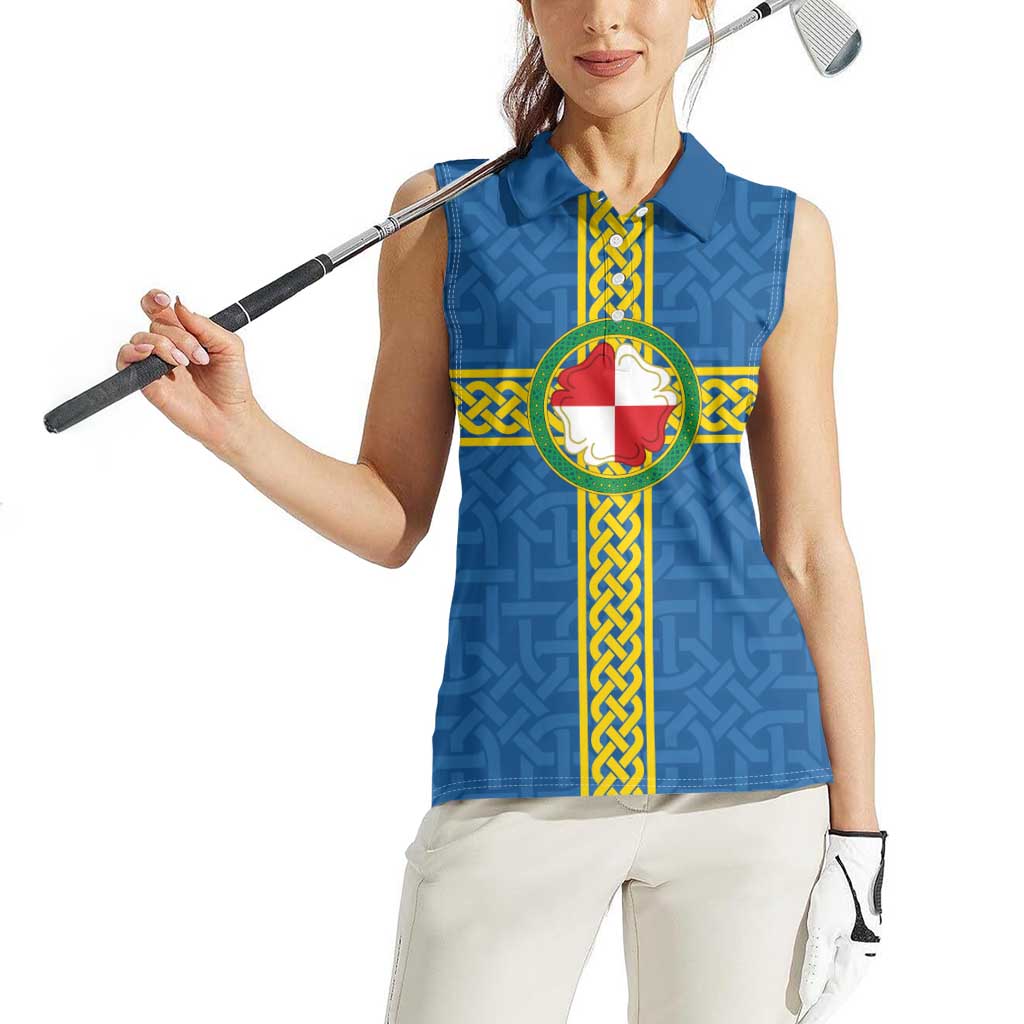 Pembrokeshire Wales Women Sleeveless Polo Shirt Flag And Map Celtic Style - Wonder Print Shop