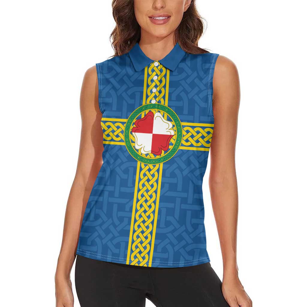 Pembrokeshire Wales Women Sleeveless Polo Shirt Flag And Map Celtic Style - Wonder Print Shop