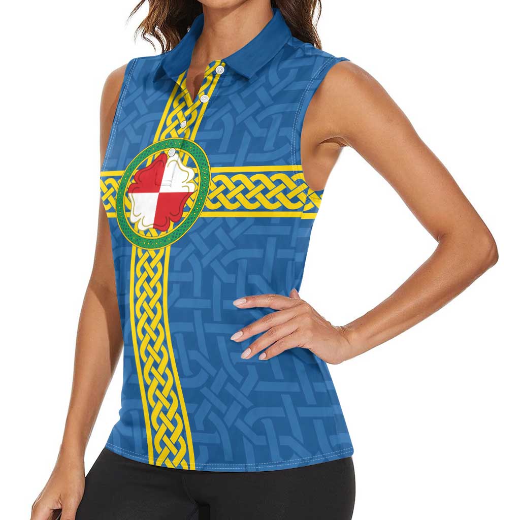 Pembrokeshire Wales Women Sleeveless Polo Shirt Flag And Map Celtic Style - Wonder Print Shop