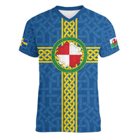 Pembrokeshire Wales Women V-Neck T-Shirt Flag And Map Celtic Style - Wonder Print Shop