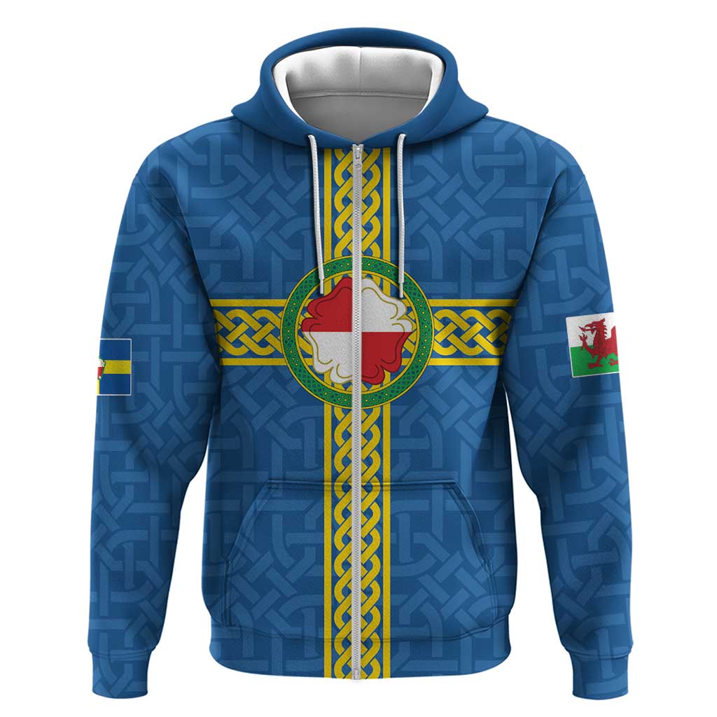 Pembrokeshire Wales Zip Hoodie Flag And Map Celtic Style - Wonder Print Shop