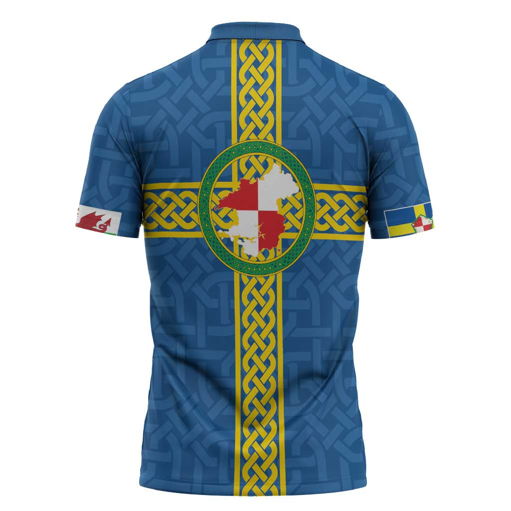 Pembrokeshire Wales Zipper Polo Shirt Flag And Map Celtic Style - Wonder Print Shop
