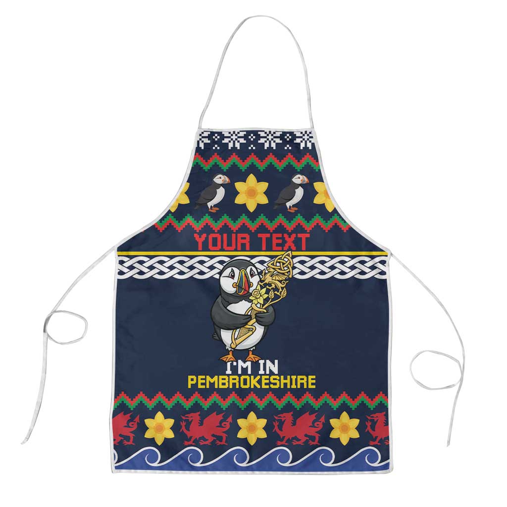 Personalized Pembrokeshire Wales Christmas Apron The Lovespoon Puffin - Wonder Print Shop