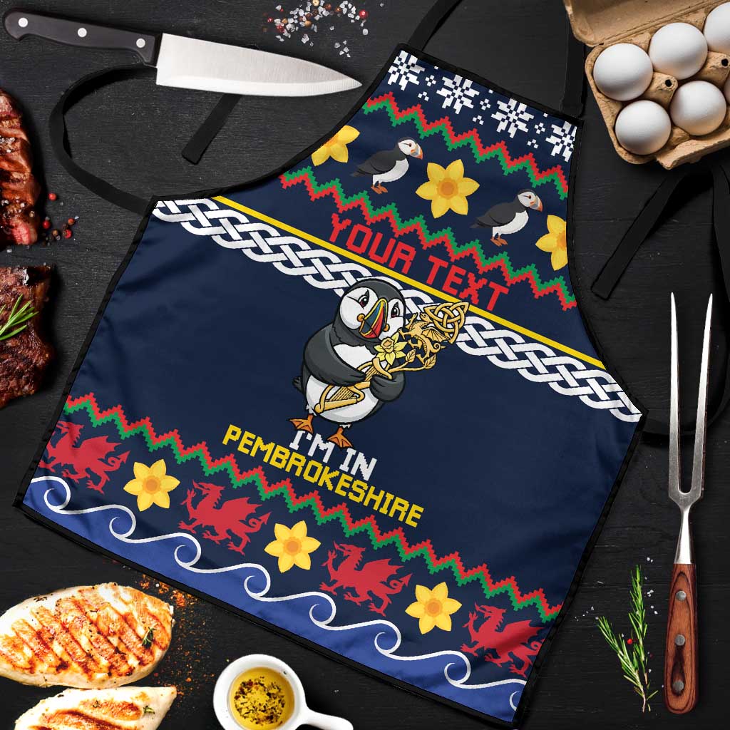 Personalized Pembrokeshire Wales Christmas Apron The Lovespoon Puffin - Wonder Print Shop
