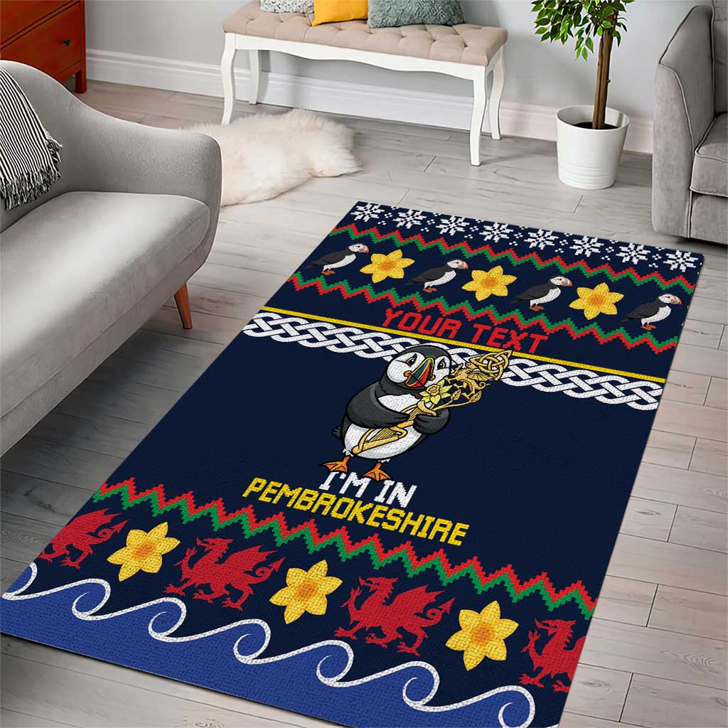 Personalized Pembrokeshire Wales Christmas Area Rug The Lovespoon Puffin - Wonder Print Shop