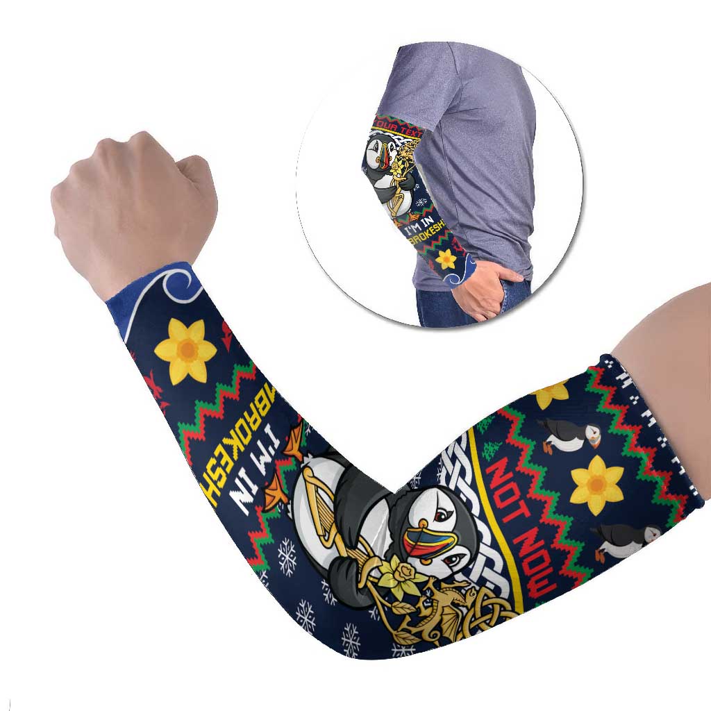 Personalized Pembrokeshire Wales Christmas Arm Sleeves The Lovespoon Puffin - Wonder Print Shop