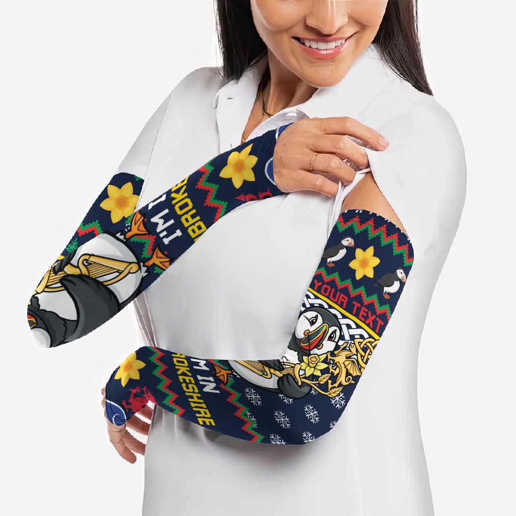 Personalized Pembrokeshire Wales Christmas Arm Sleeves The Lovespoon Puffin - Wonder Print Shop