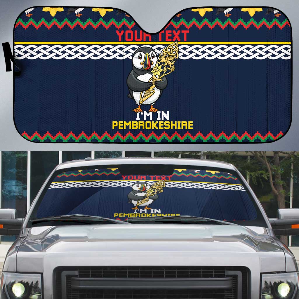 Personalized Pembrokeshire Wales Christmas Auto Sun Shade The Lovespoon Puffin - Wonder Print Shop