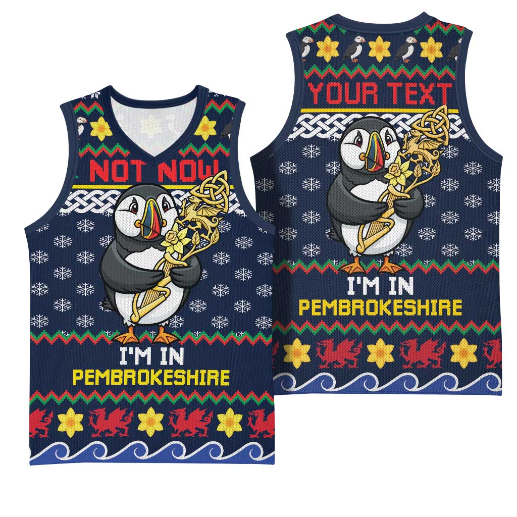 Personalized Pembrokeshire Wales Christmas Basketball Jersey The Lovespoon Puffin - Wonder Print Shop