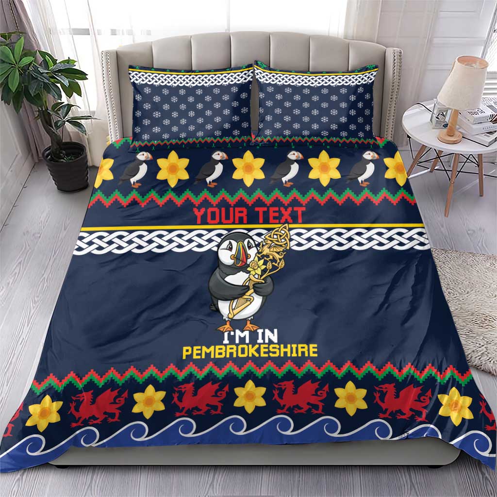 Personalized Pembrokeshire Wales Christmas Bedding Set The Lovespoon Puffin - Wonder Print Shop