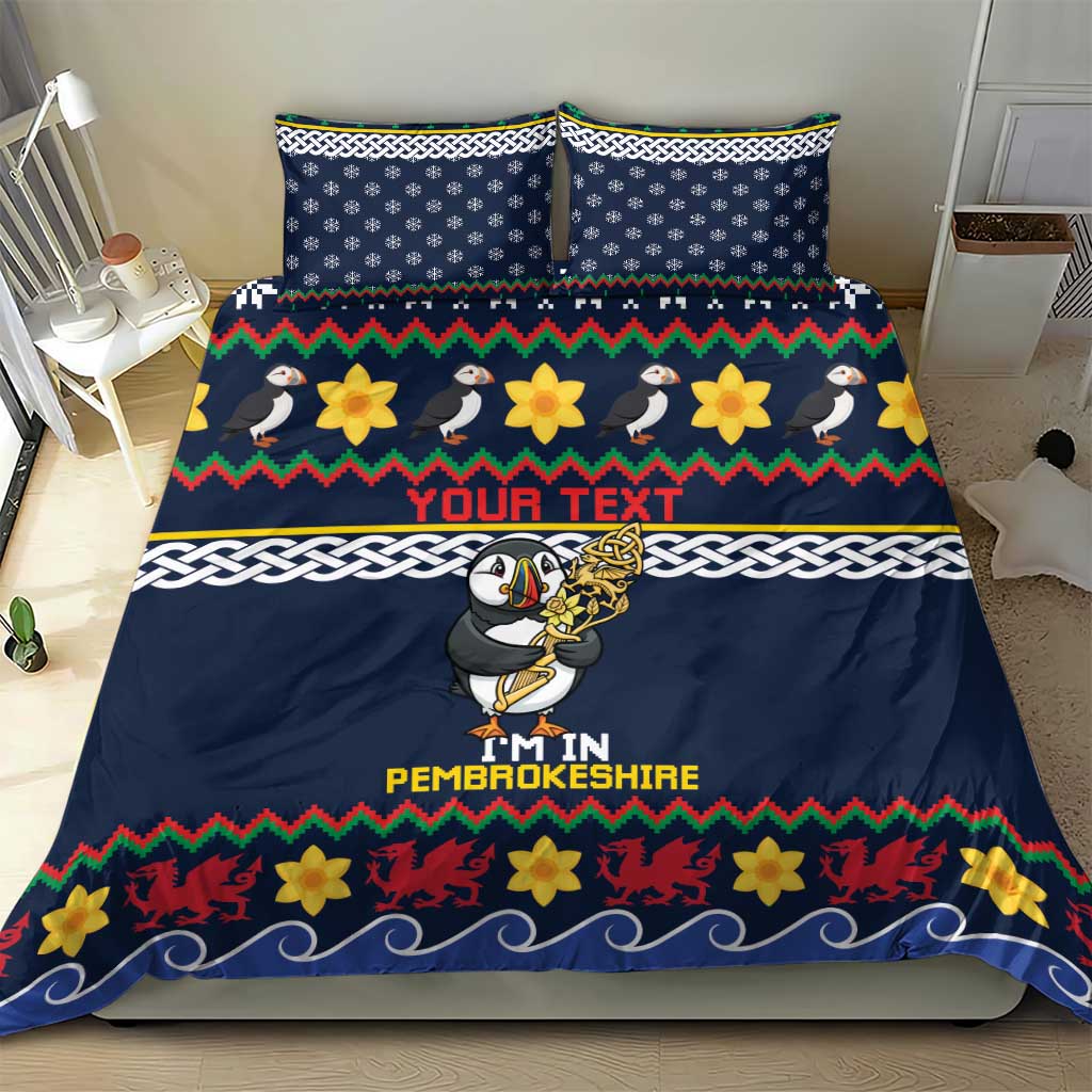 Personalized Pembrokeshire Wales Christmas Bedding Set The Lovespoon Puffin - Wonder Print Shop