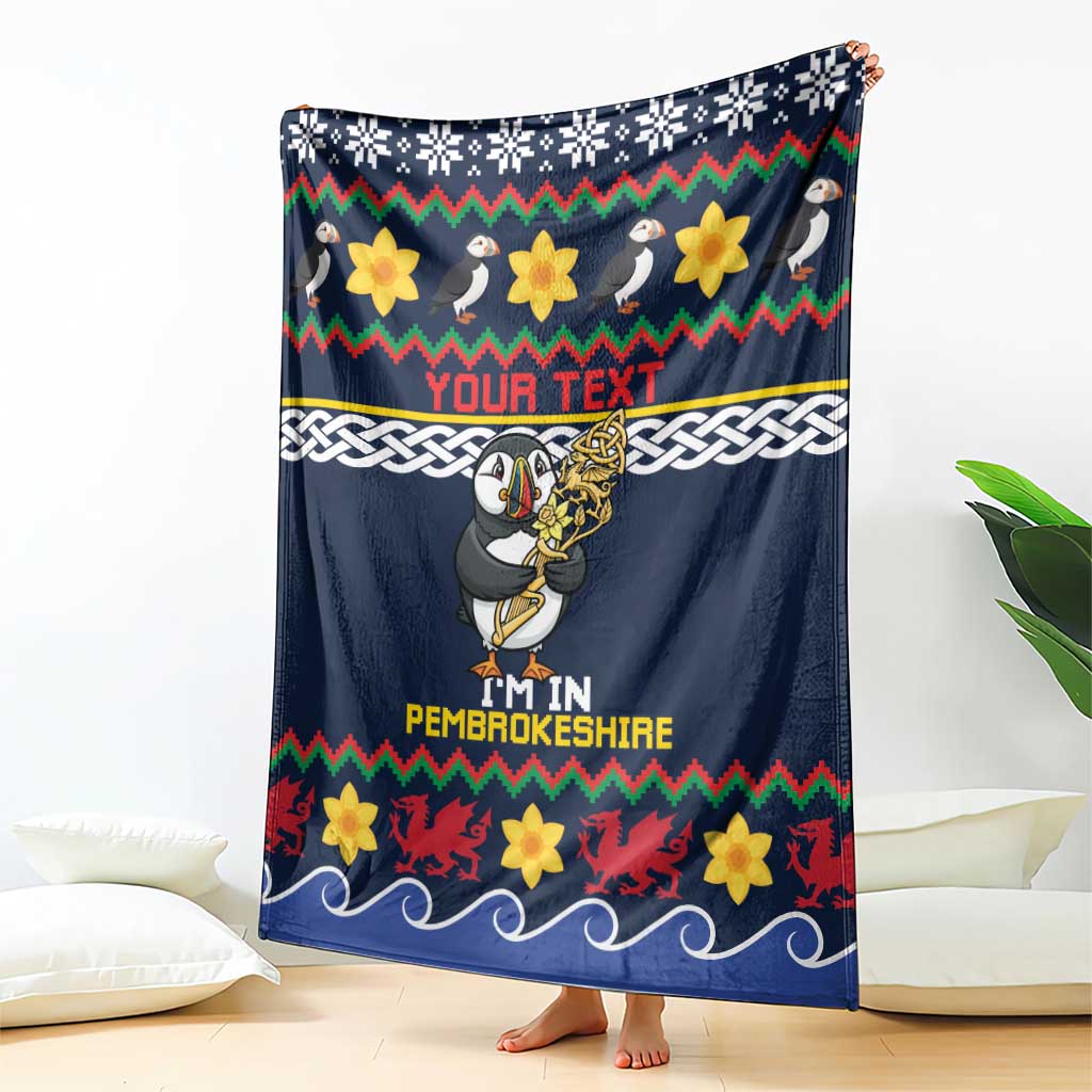 Personalized Pembrokeshire Wales Christmas Blanket The Lovespoon Puffin - Wonder Print Shop