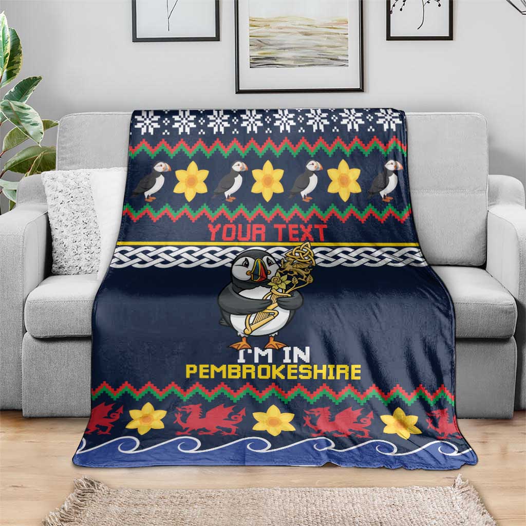 Personalized Pembrokeshire Wales Christmas Blanket The Lovespoon Puffin - Wonder Print Shop