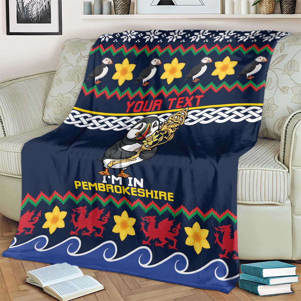 Personalized Pembrokeshire Wales Christmas Blanket The Lovespoon Puffin - Wonder Print Shop